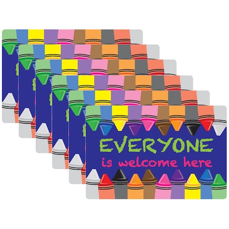 Smart Poly Computer Mouse Pad, 8in. x 10in., Everyone is Welcome Here, Crayons, 6PK 12502